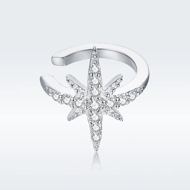 Pandora Style Silver Ear Clip, Star - SCE999-A