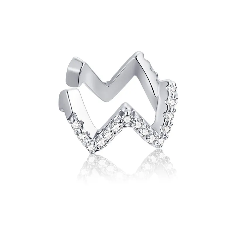 Pandora Style Silver Ear Clip, Wave - SCE995-A