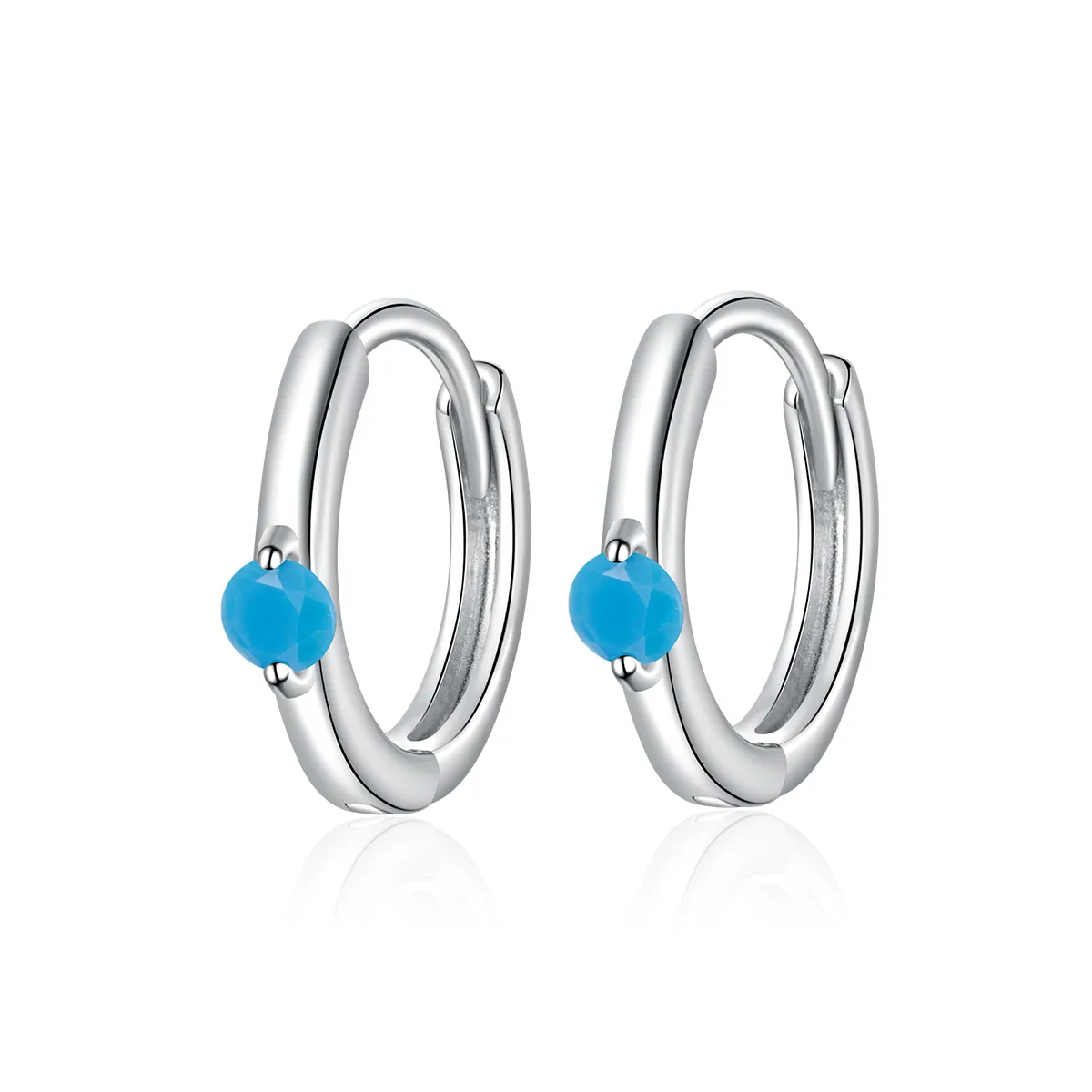 Pandora Style Silver Hoop Earrings, Ball - SCE1050-BU