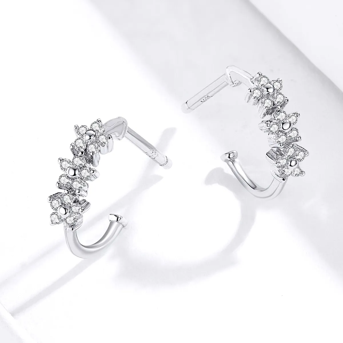 Pandora Style Silver Hoop Earrings, Blossom - SCE756