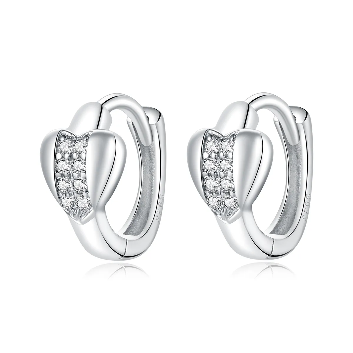 Pandora Style Silver Hoop Earrings, Bright Love - SCE1109