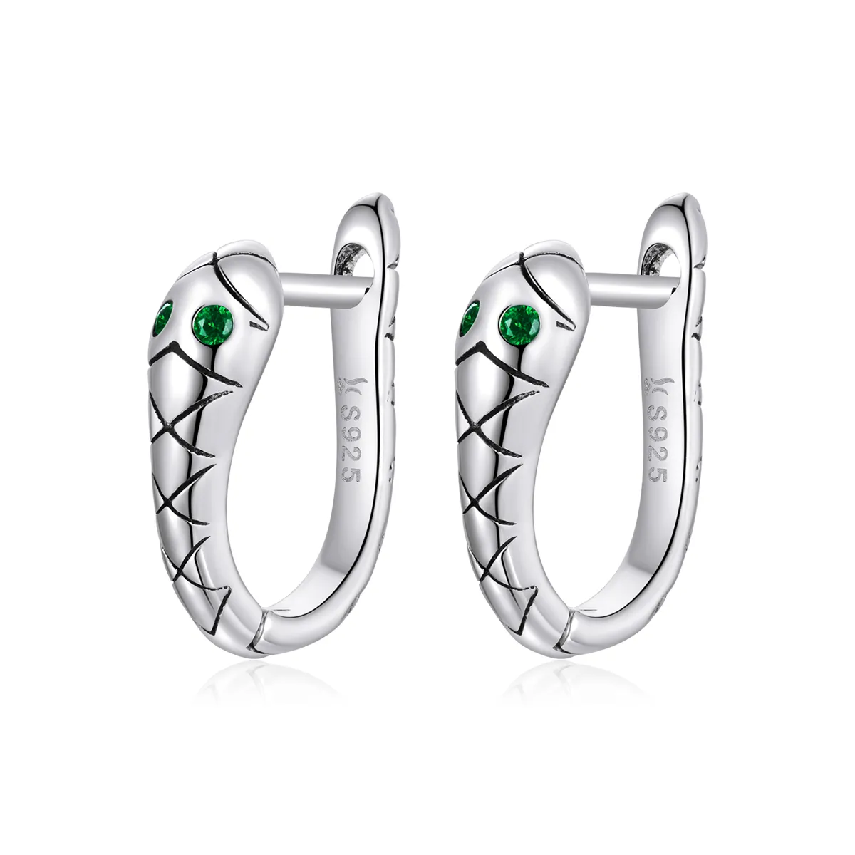 Pandora Style Silver Hoop Earrings, Cartoon Snake - SCE1104