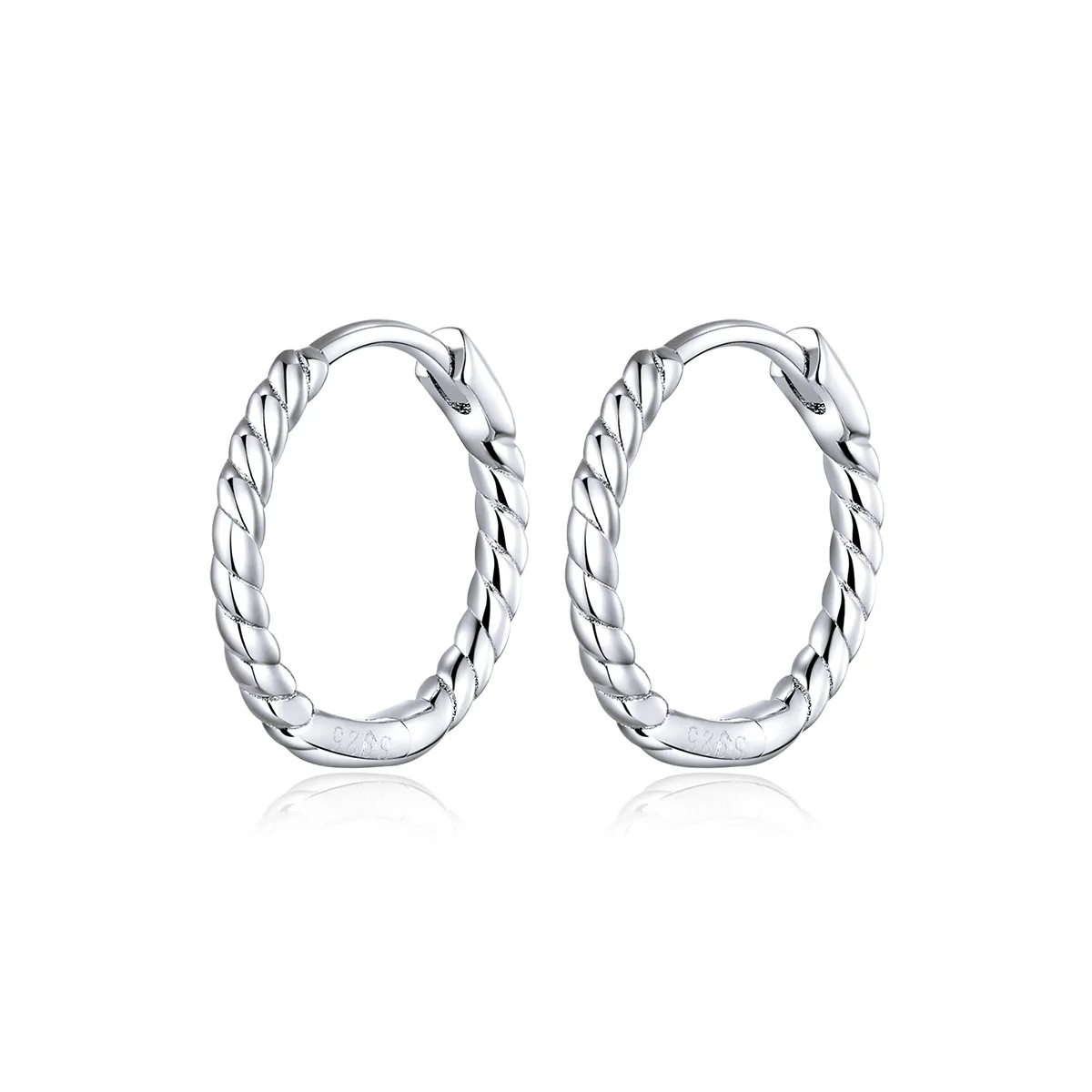 Pandora Style Silver Hoop Earrings, Circle Hemp Rope - SCE841