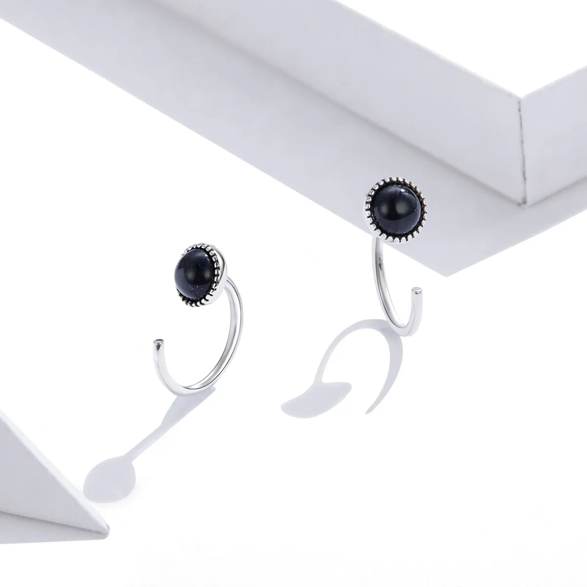 Pandora Style Silver Hoop Earrings, Deep Night Sky - SCE950