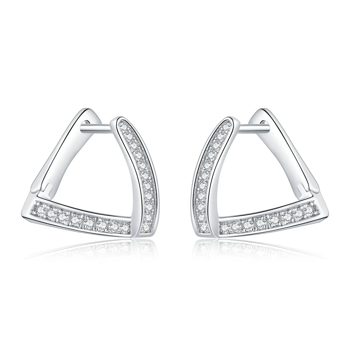 Pandora Style Silver Hoop Earrings, Geometric - SCE975