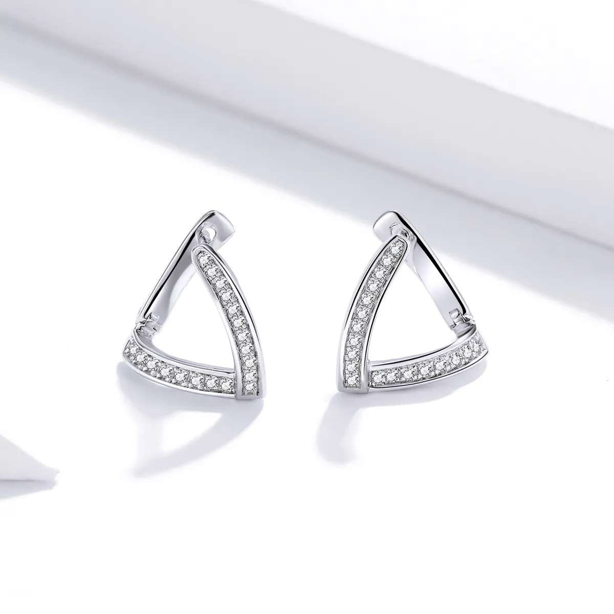 Pandora Style Silver Hoop Earrings, Geometric - SCE975