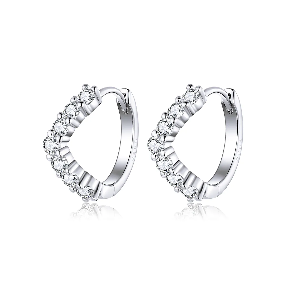 Pandora Style Silver Hoop Earrings, Geometry - SCE844