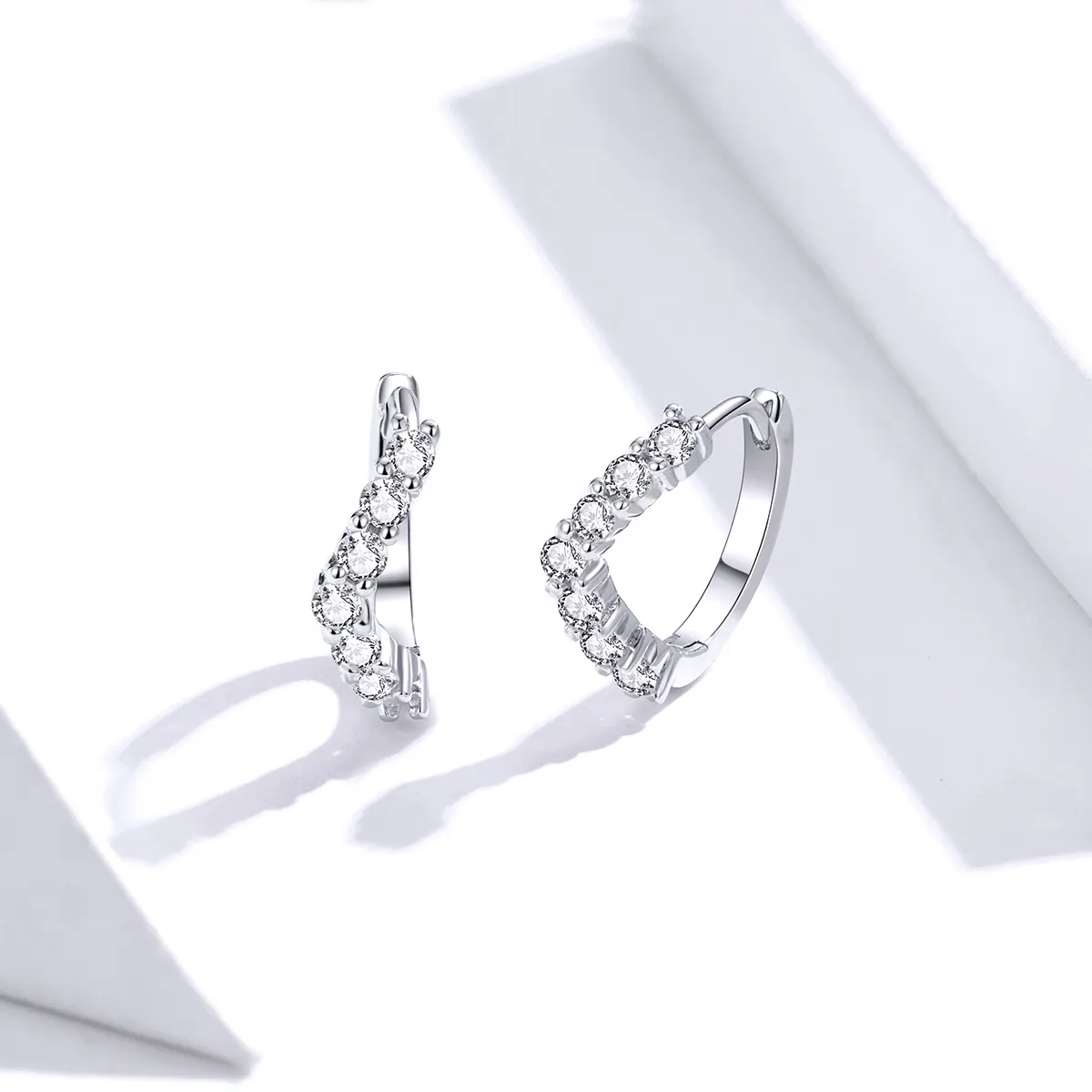 Pandora Style Silver Hoop Earrings, Geometry - SCE844