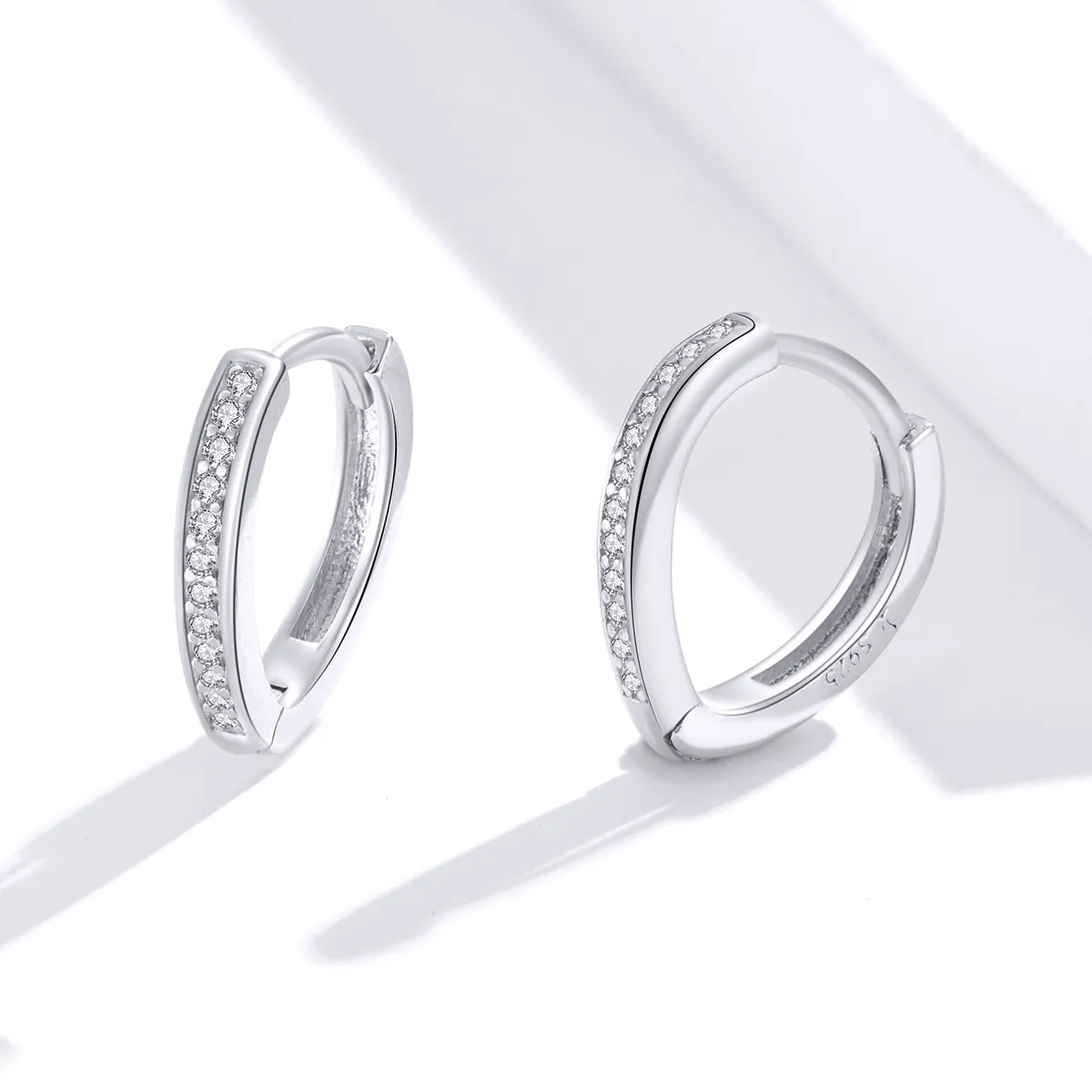 Pandora Style Silver Hoop Earrings, Heart Shape - SCE868