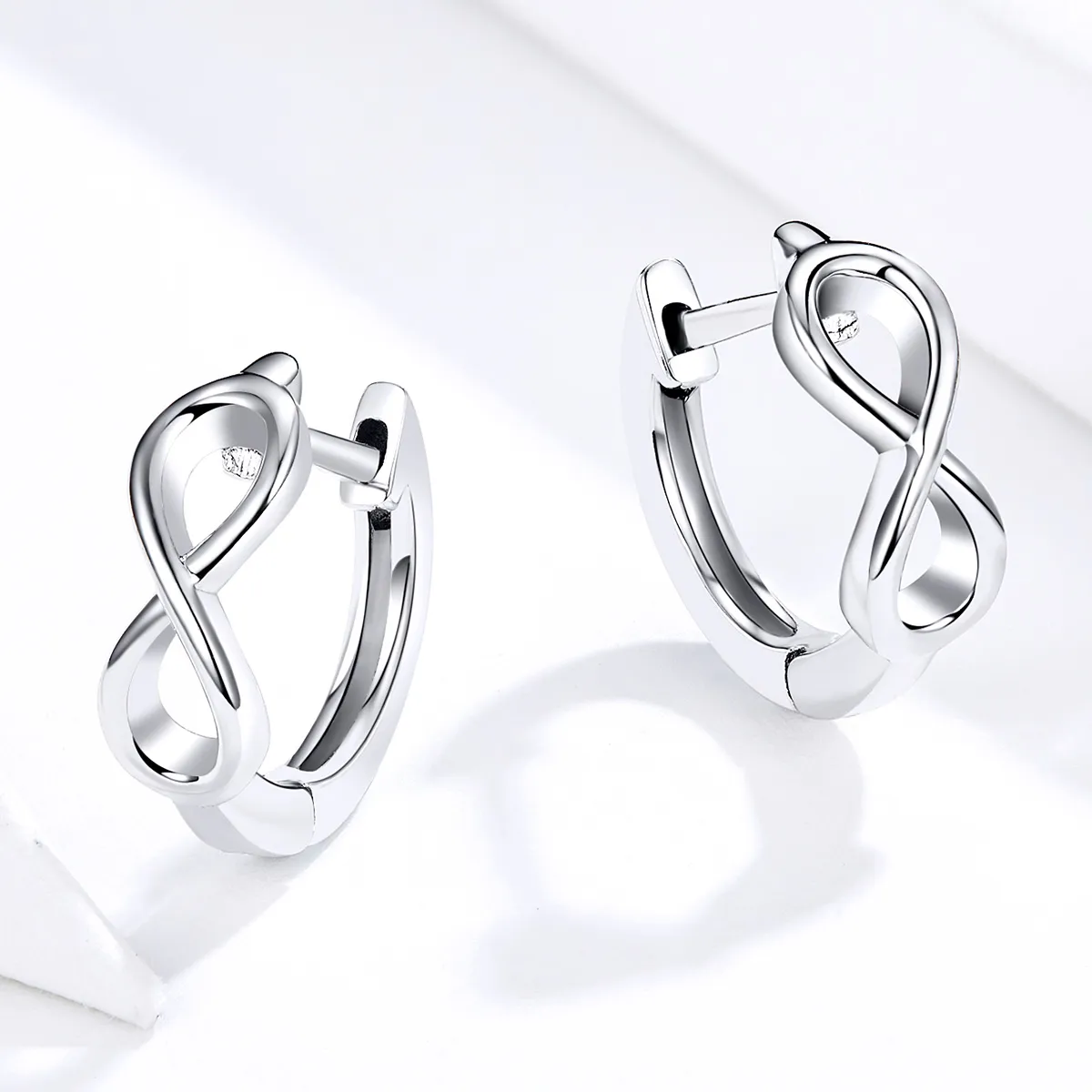 Pandora Style Silver Hoop Earrings, Infinite Love - SCE743