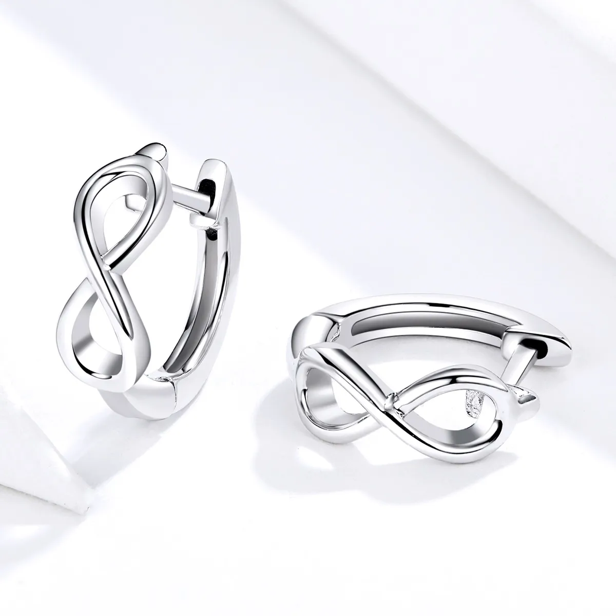 Pandora Style Silver Hoop Earrings, Infinite Love - SCE743