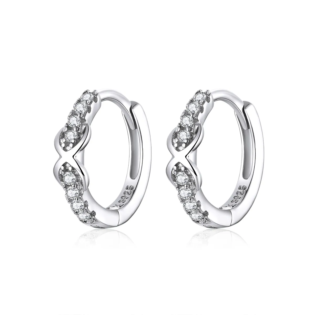 Pandora Style Silver Hoop Earrings, Infinity Symbol - SCE872