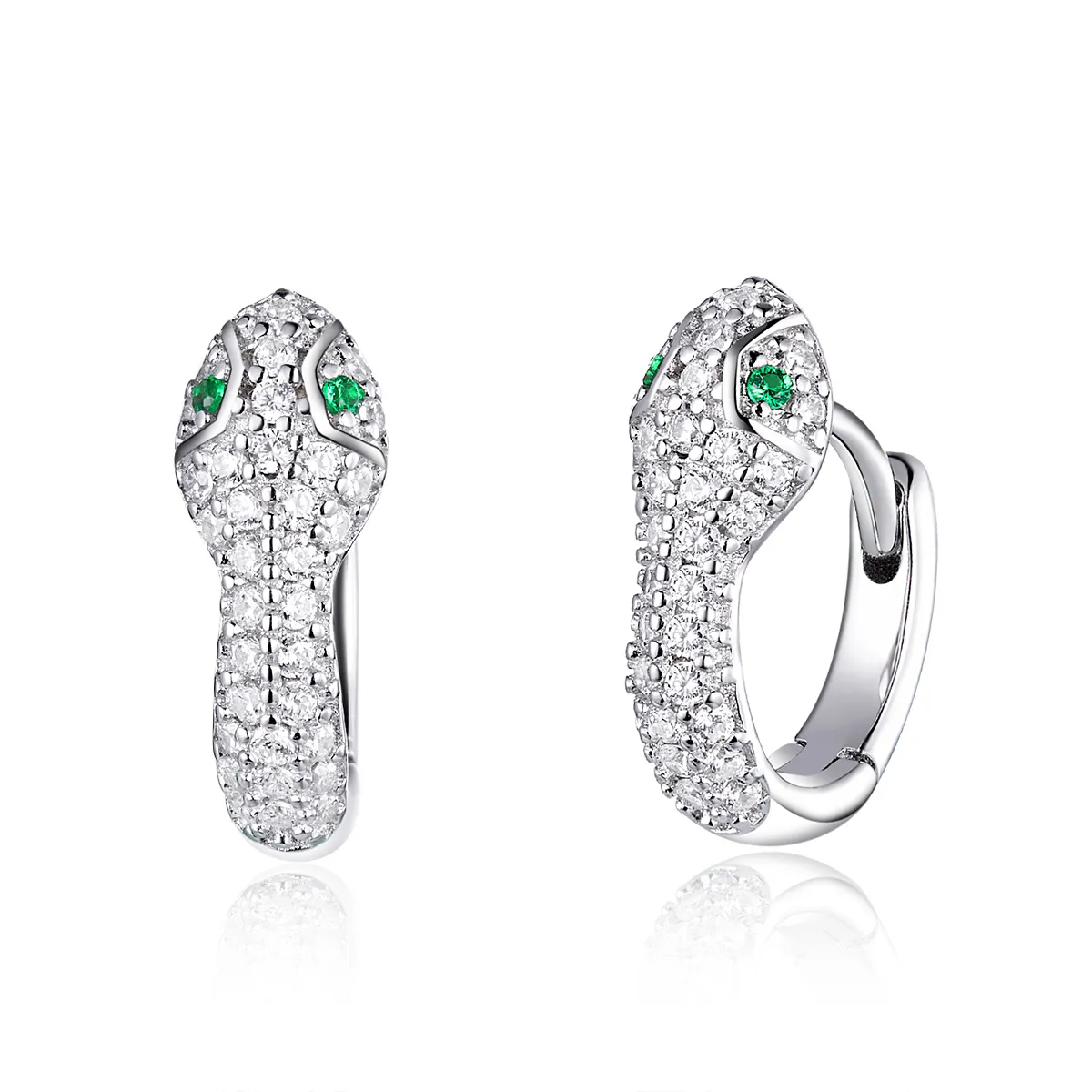 Pandora Style Silver Hoop Earrings, Lovely Snake - SCE922