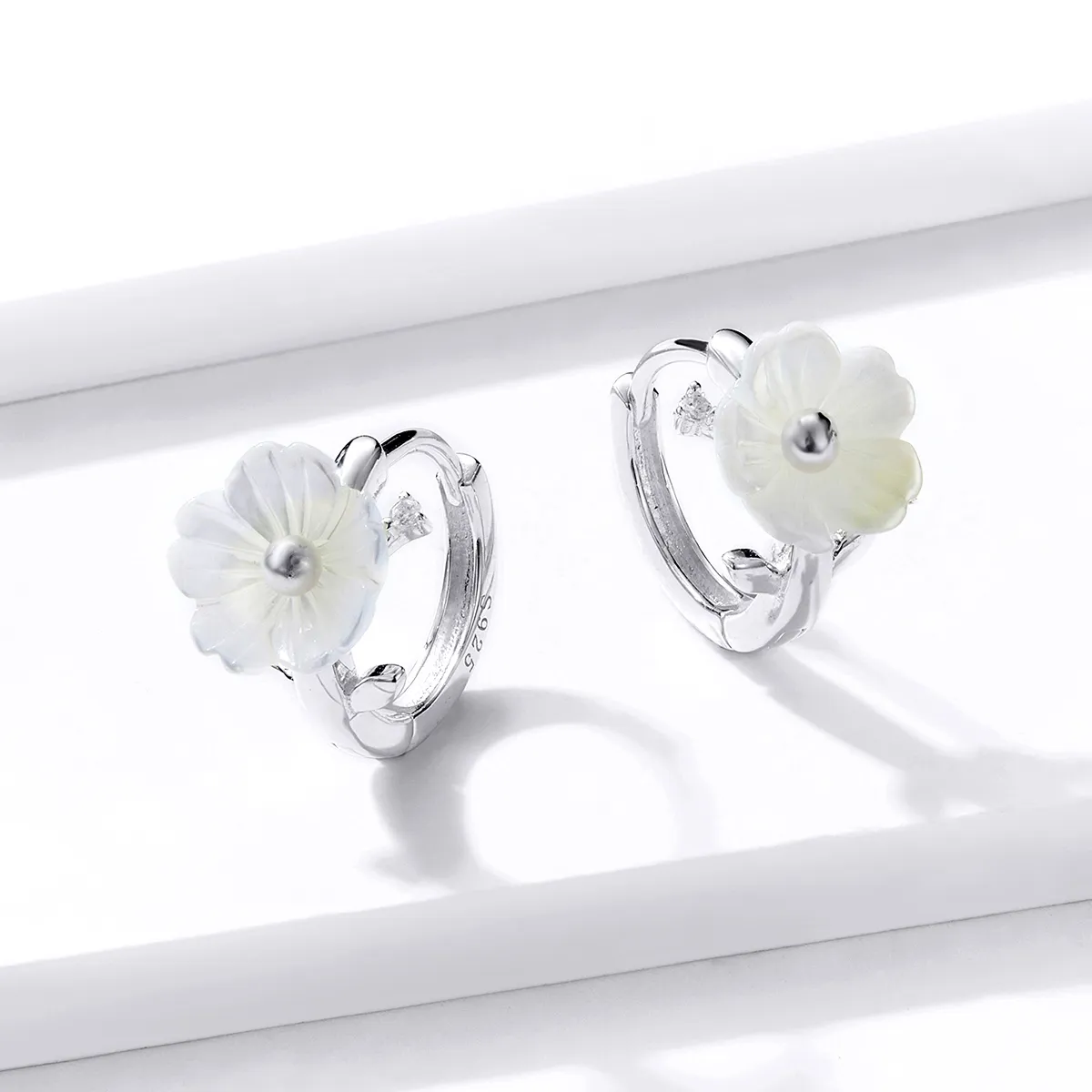 Pandora Style Silver Hoop Earrings, Pure Flowers - BSE321