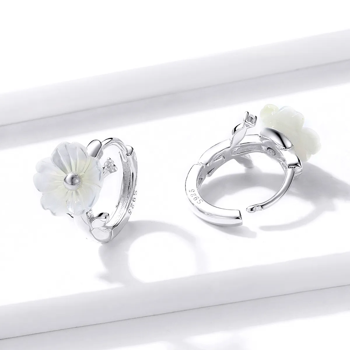 Pandora Style Silver Hoop Earrings, Pure Flowers - BSE321