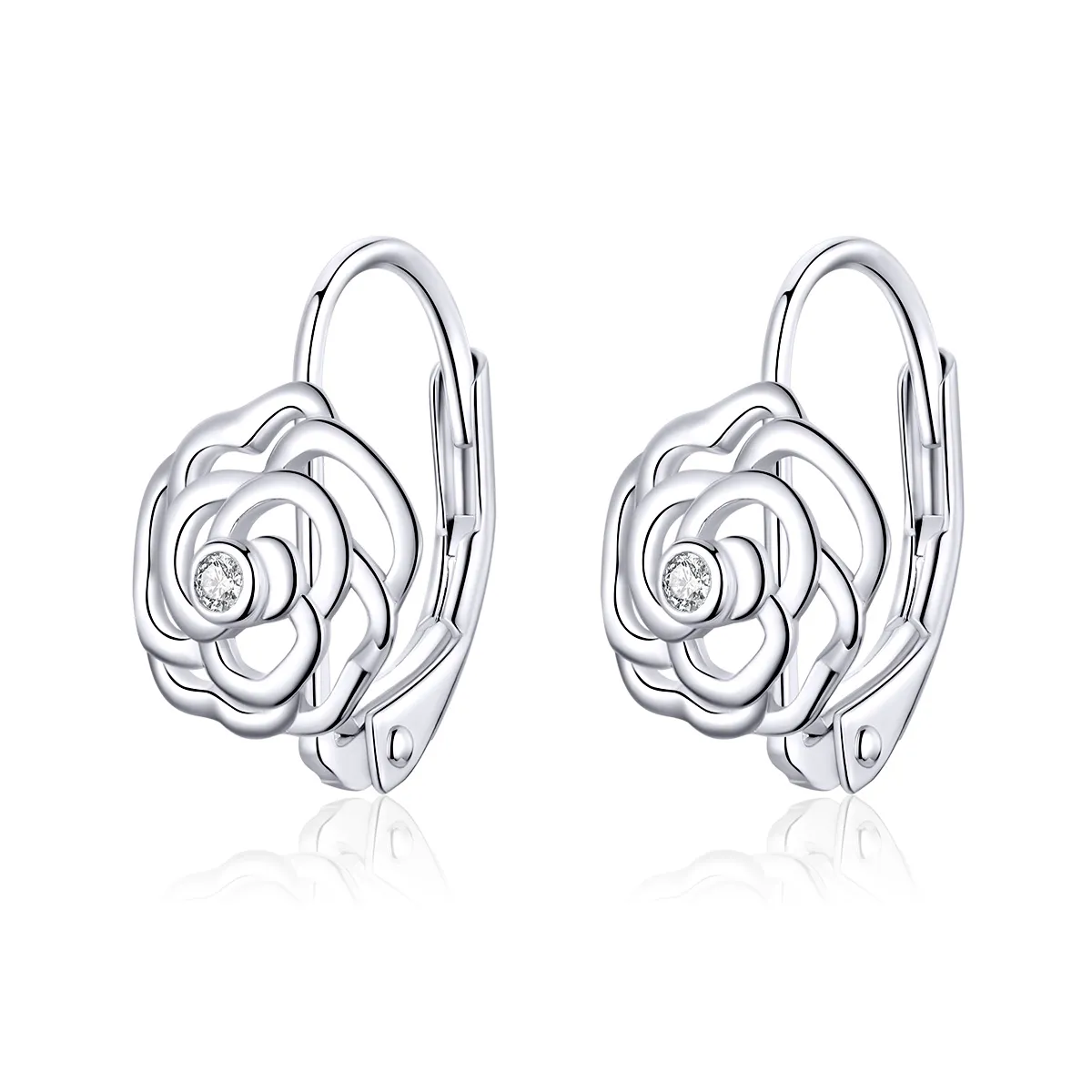 Pandora Style Silver Hoop Earrings, Rose - SCE745