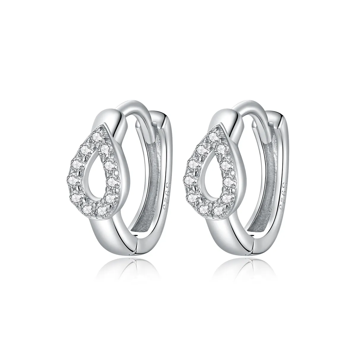 Pandora Style Silver Hoop Earrings, Shining Drops - SCE1046