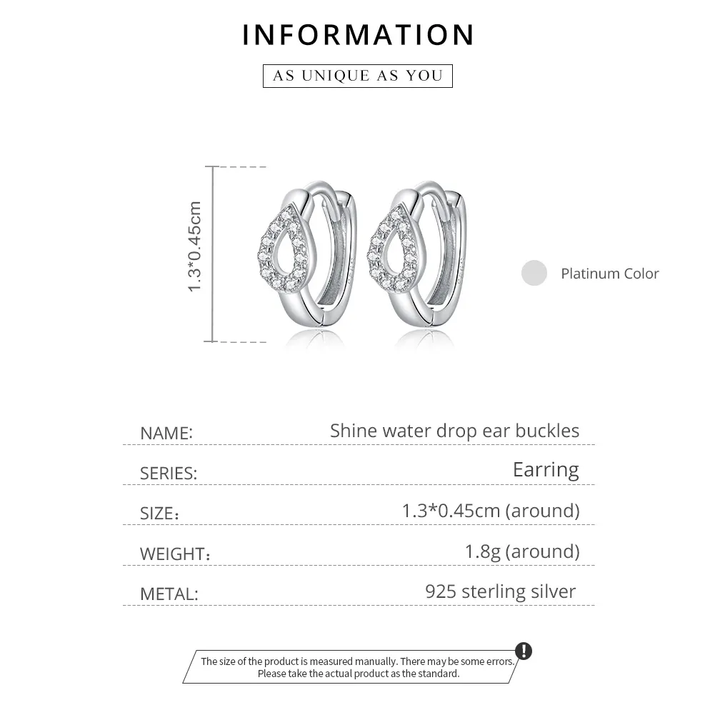 Pandora Style Silver Hoop Earrings, Shining Drops - SCE1046