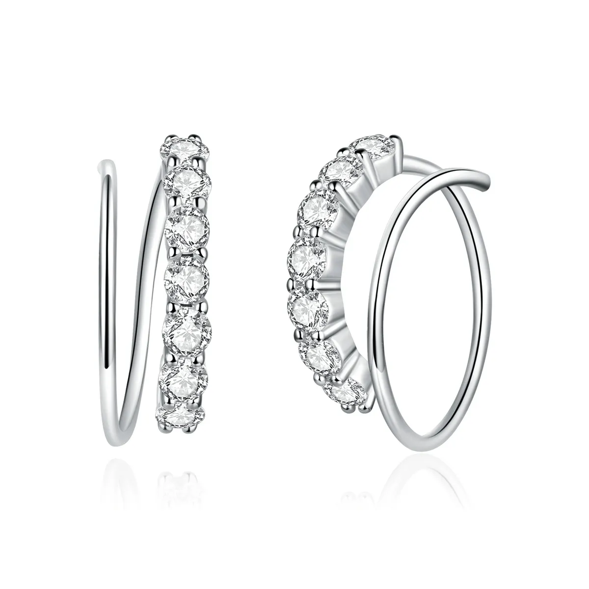 Pandora Style Silver Hoop Earrings, Simple Geometry - SCE931