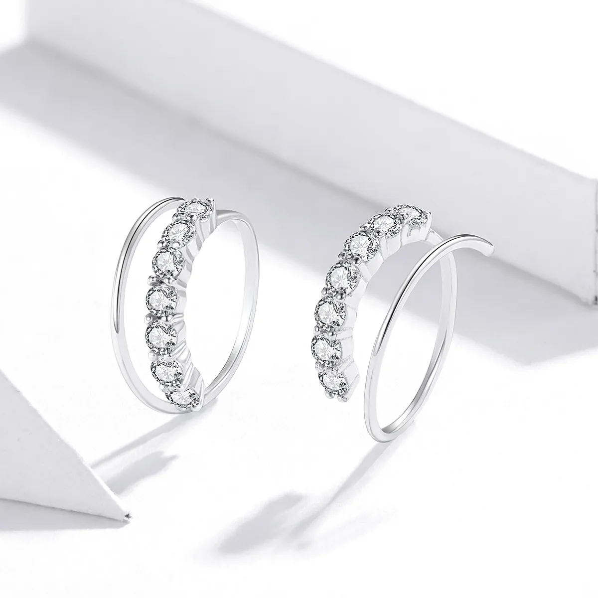 Pandora Style Silver Hoop Earrings, Simple Geometry - SCE931