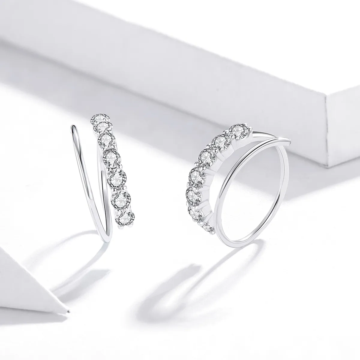 Pandora Style Silver Hoop Earrings, Simple Geometry - SCE931