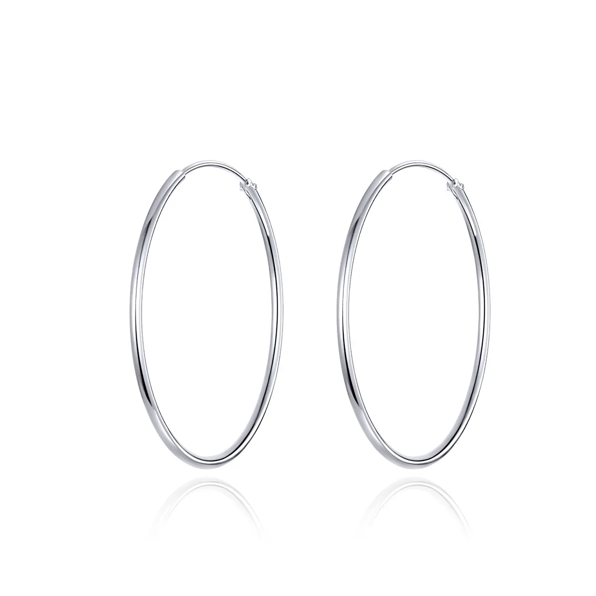 Pandora Style Silver Hoop Earrings, Simple Line - SCE710