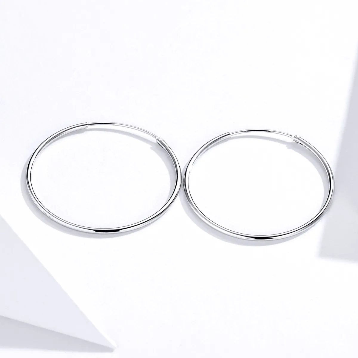 Pandora Style Silver Hoop Earrings, Simple Line - SCE710