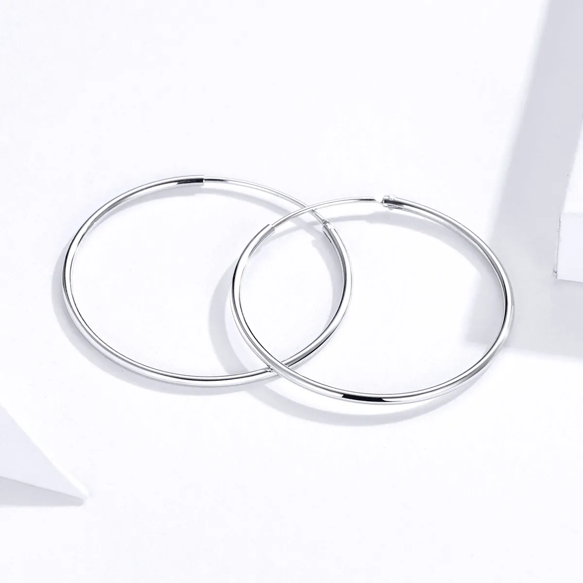 Pandora Style Silver Hoop Earrings, Simple Line - SCE710