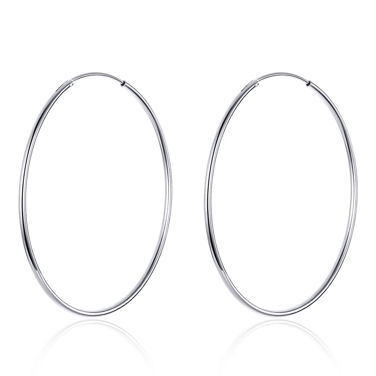 Pandora Style Silver Hoop Earrings, Simple Line - SCE711