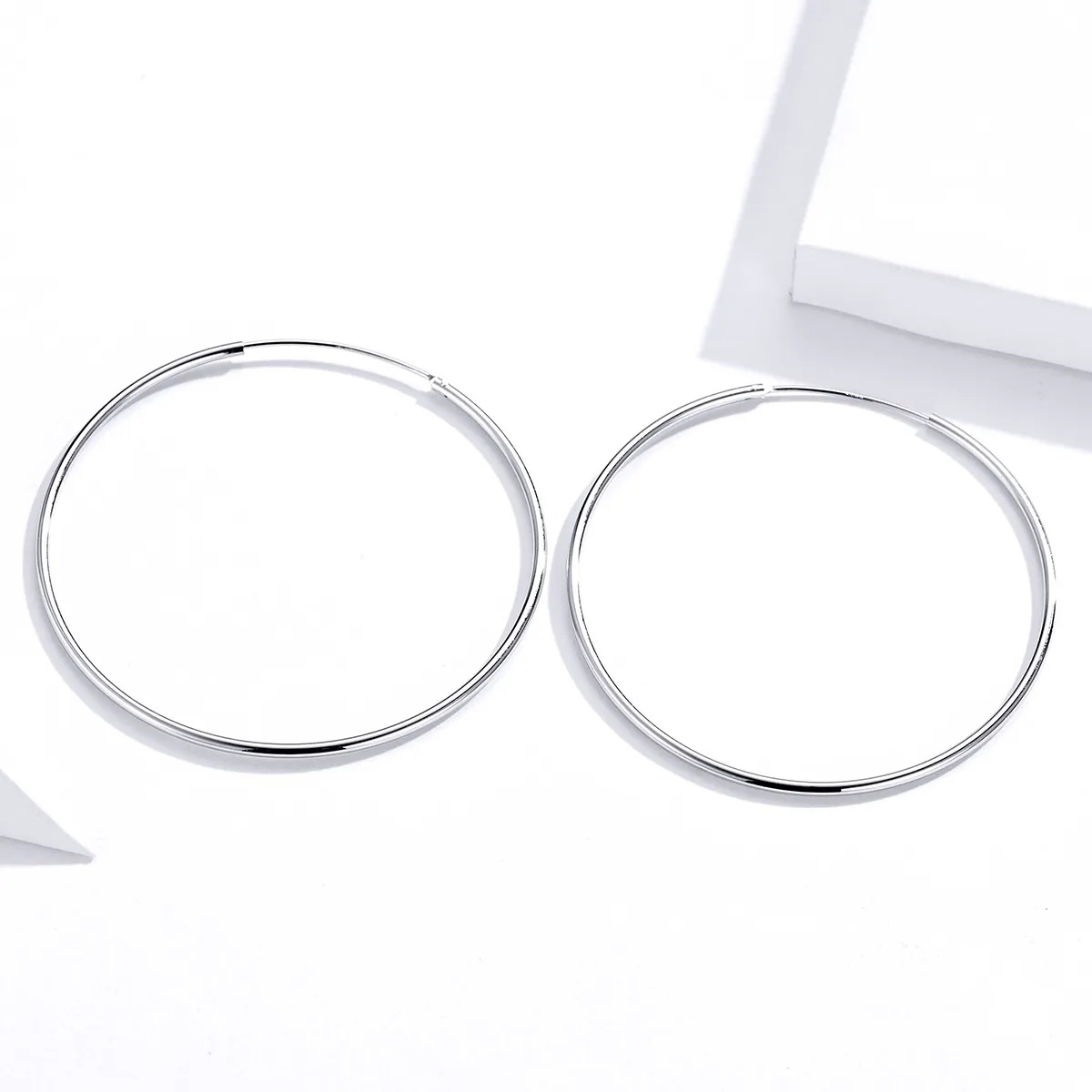 Pandora Style Silver Hoop Earrings, Simple Line - SCE711