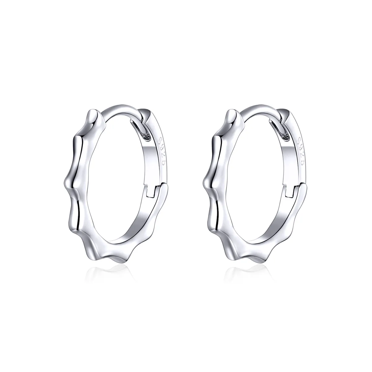 Pandora Style Silver Hoop Earrings, Simple Line - SCE843