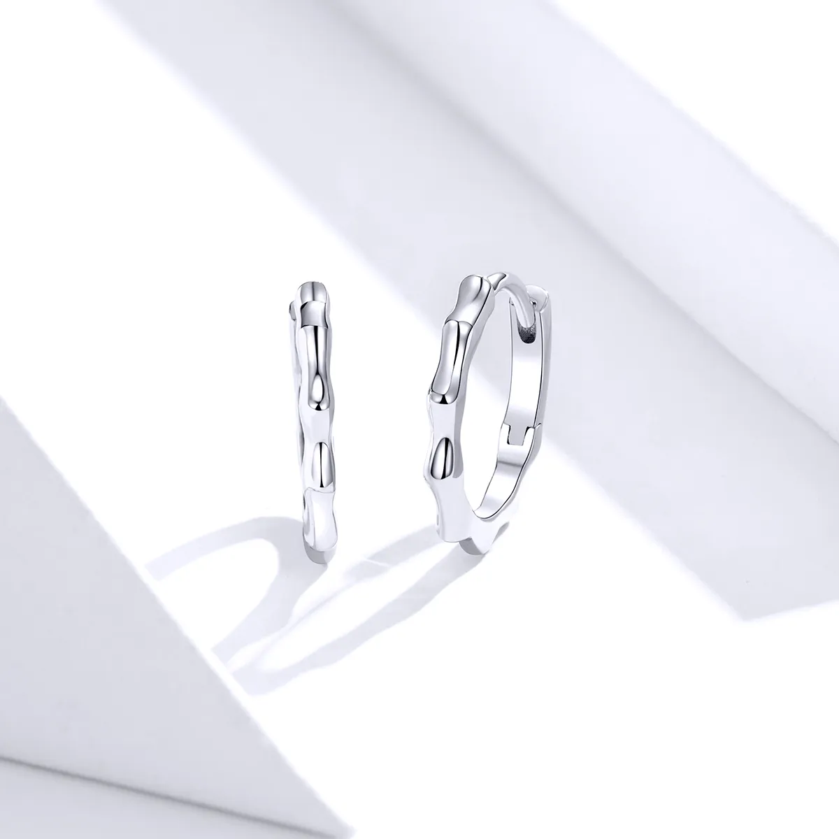 Pandora Style Silver Hoop Earrings, Simple Line - SCE843