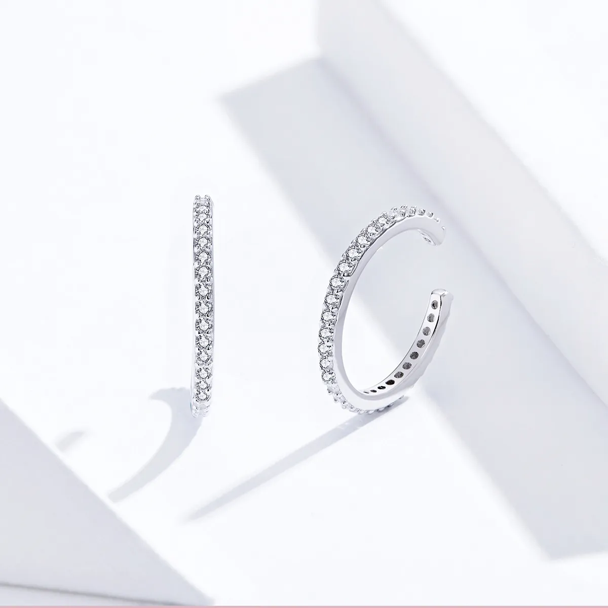 Pandora Style Silver Hoop Earrings, Simple - SCE842