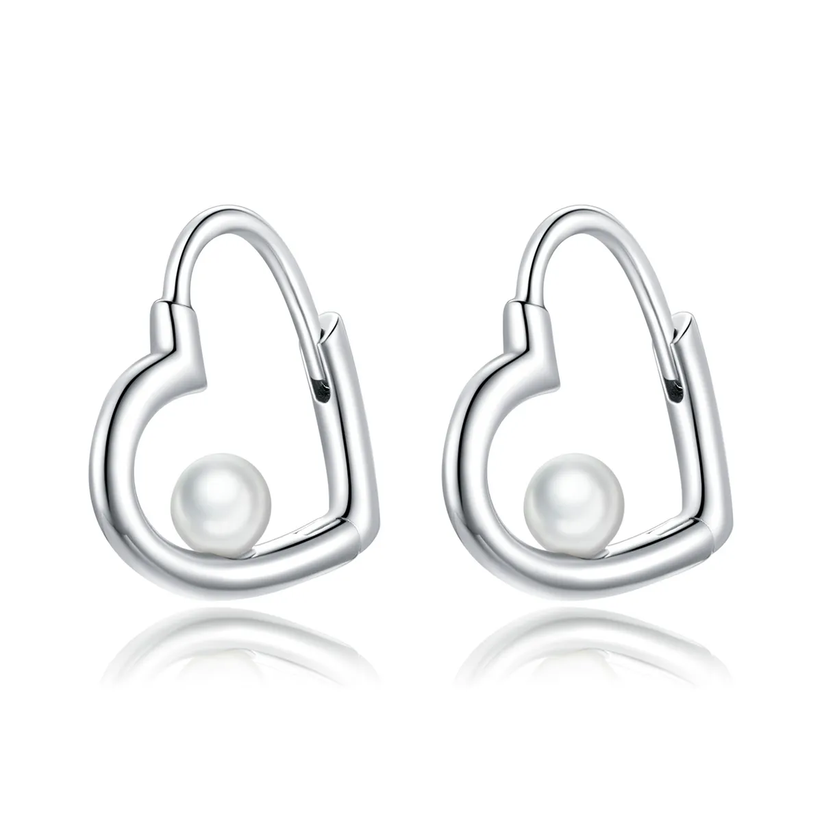 Pandora Style Silver Hoop Earrings, The Heart of Treasure - SCE939