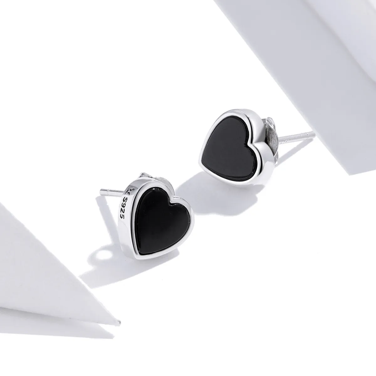 Pandora Style Silver Stud Earrings, Agate Love - SCE915