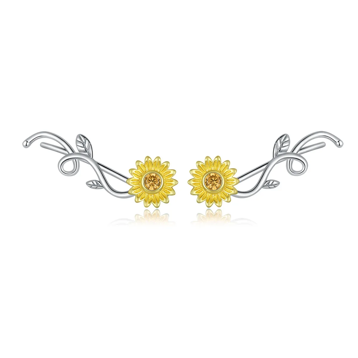 Pandora Style Silver Stud Earrings, Bicolor Fresh Daisy - BSE394