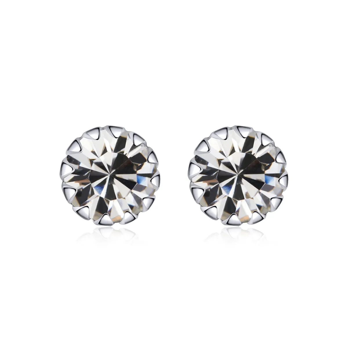 Pandora Style Silver Stud Earrings, Birthstone April - SCE862-4