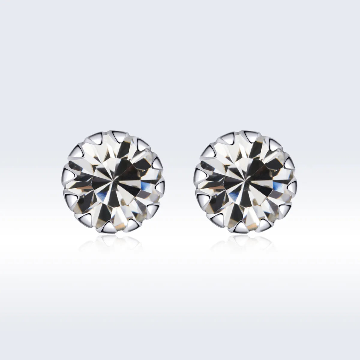 Pandora Style Silver Stud Earrings, Birthstone April - SCE862-4