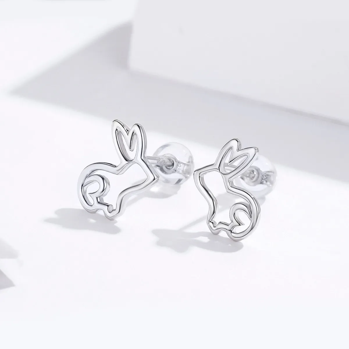 Pandora Style Silver Stud Earrings, Bunny - SCE698