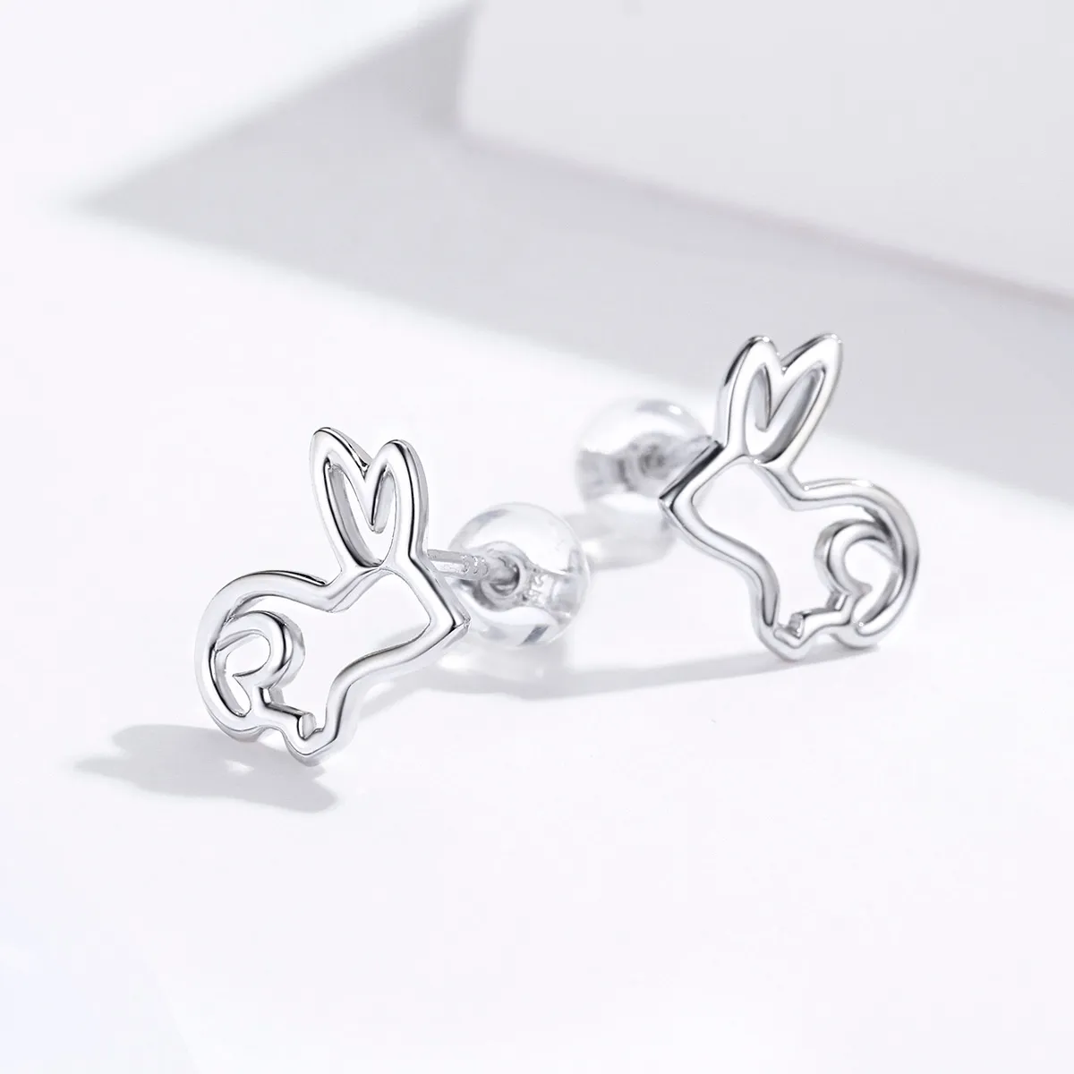 Pandora Style Silver Stud Earrings, Bunny - SCE698