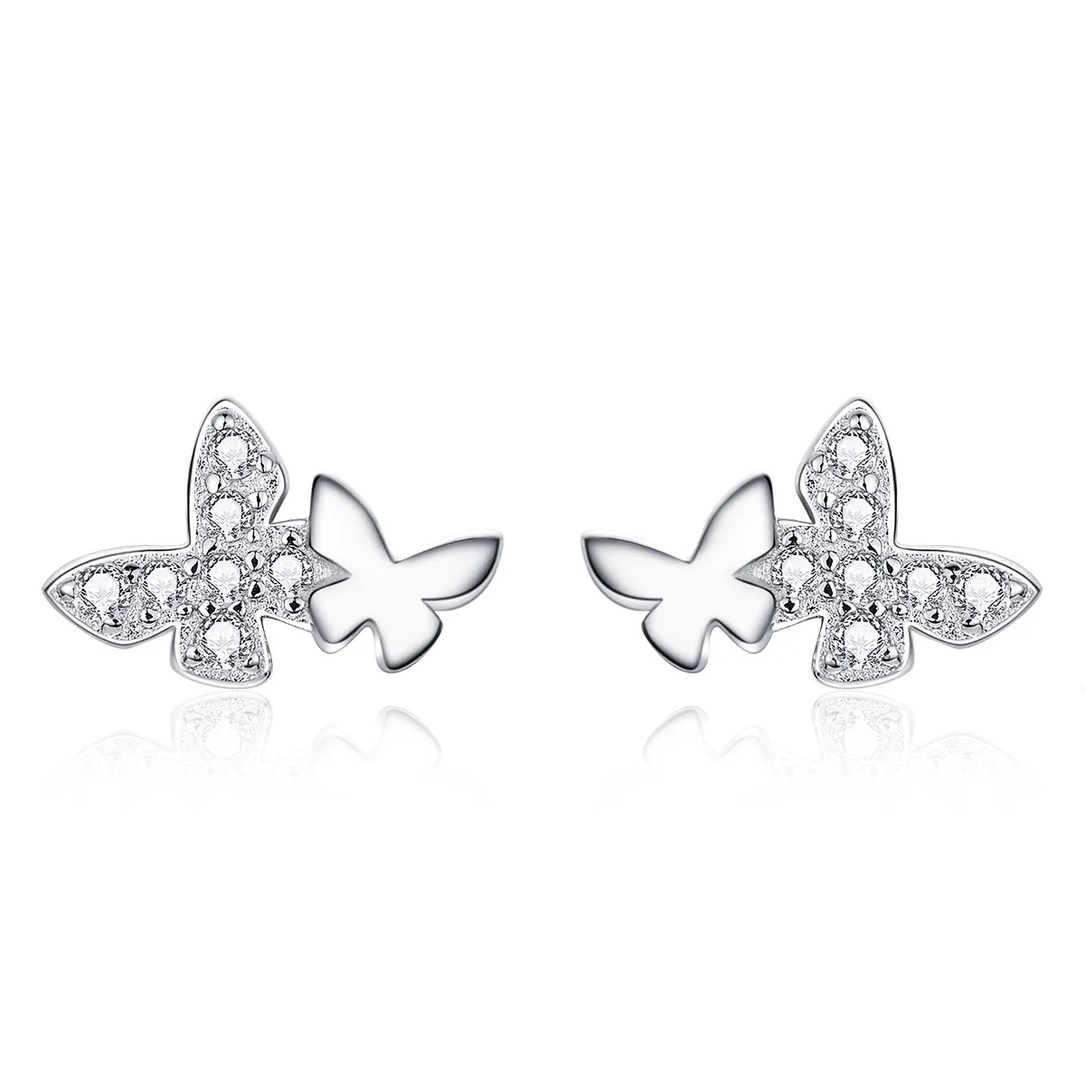 Pandora Style Silver Stud Earrings, Butterfly - BSE236