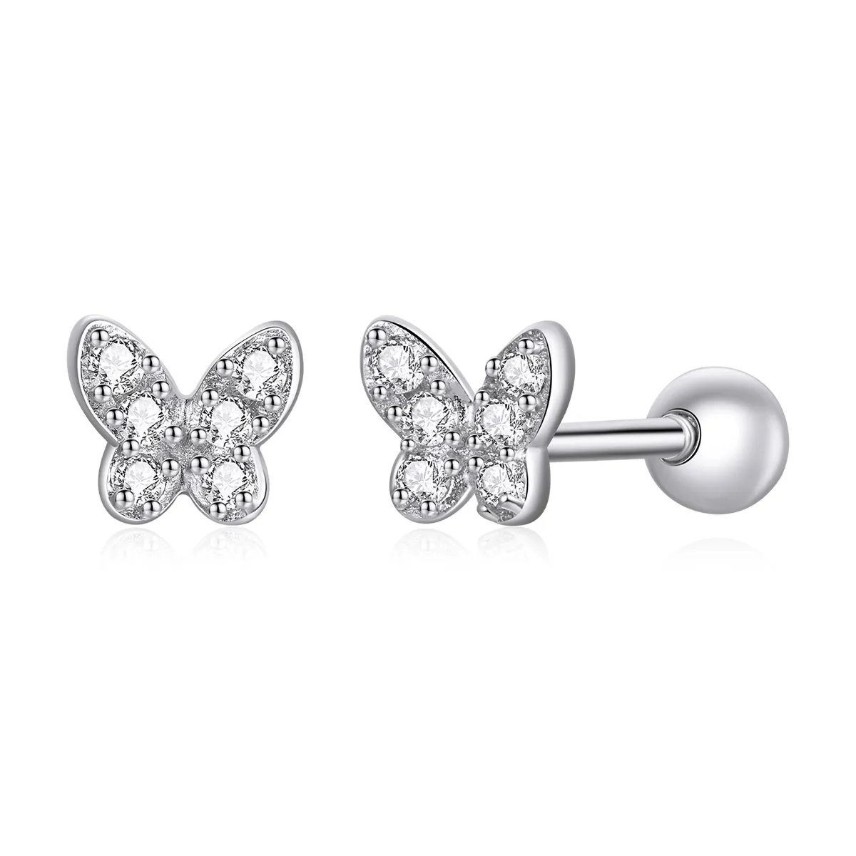 Pandora Style Silver Stud Earrings, Butterfly - SCE1116