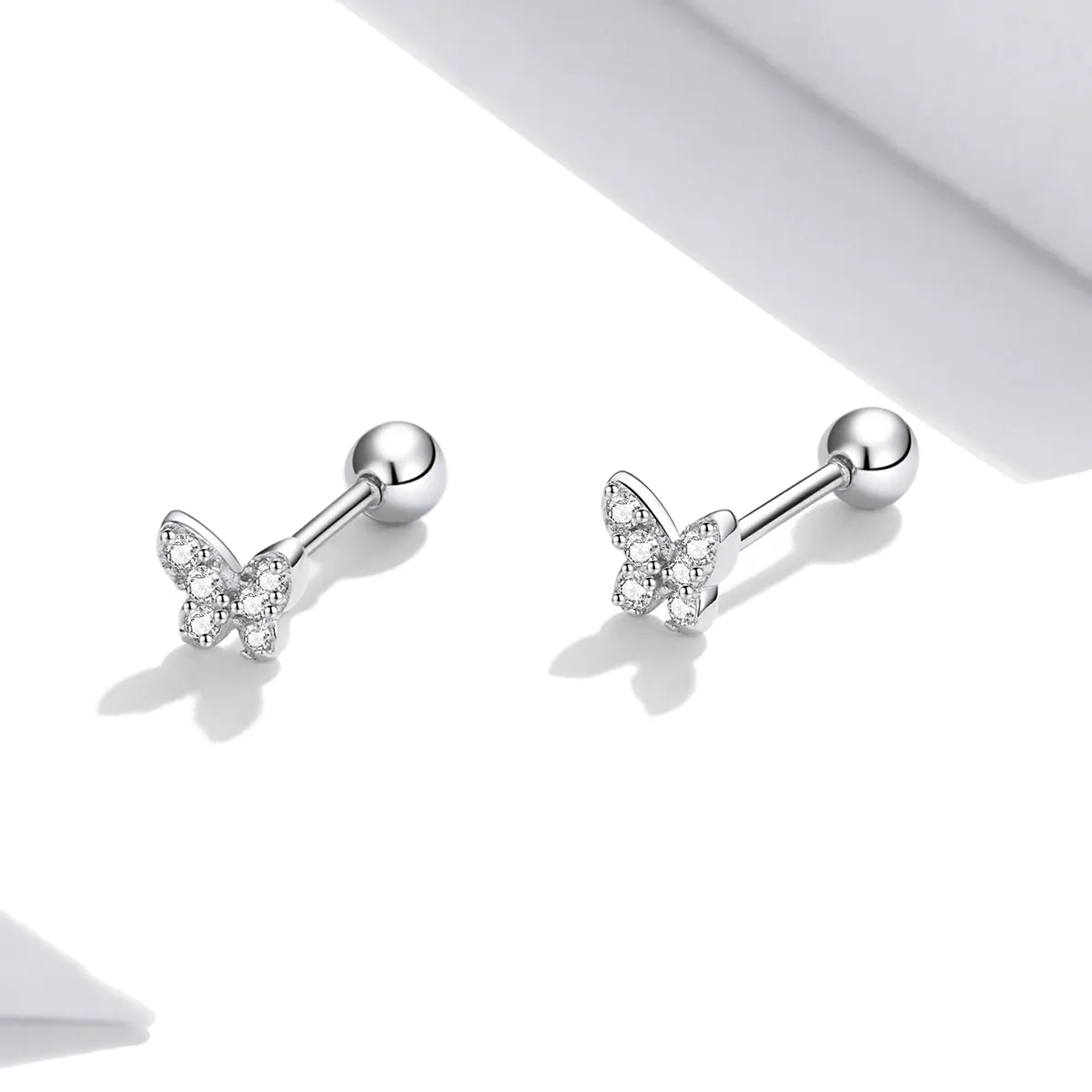 Pandora Style Silver Stud Earrings, Butterfly - SCE1116