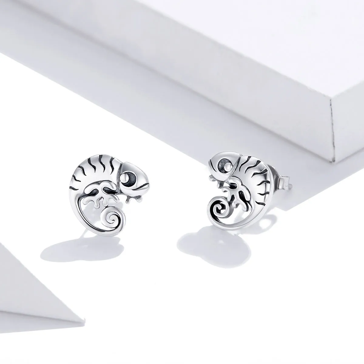 Pandora Style Silver Stud Earrings, Chameleon - SCE949