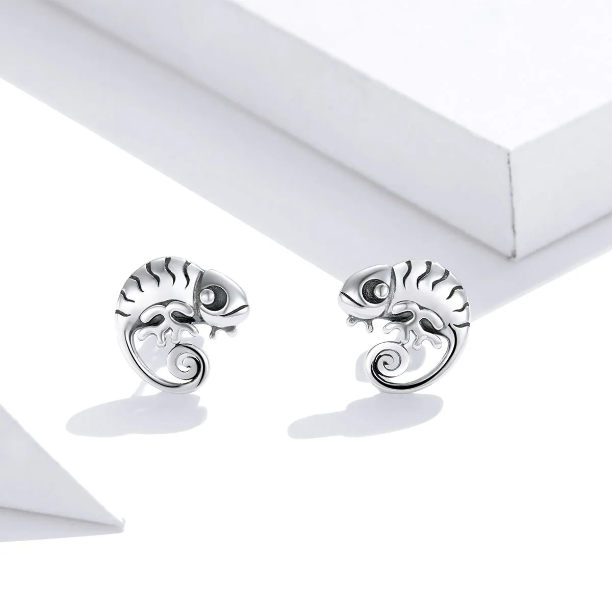 Pandora Style Silver Stud Earrings, Chameleon - SCE949