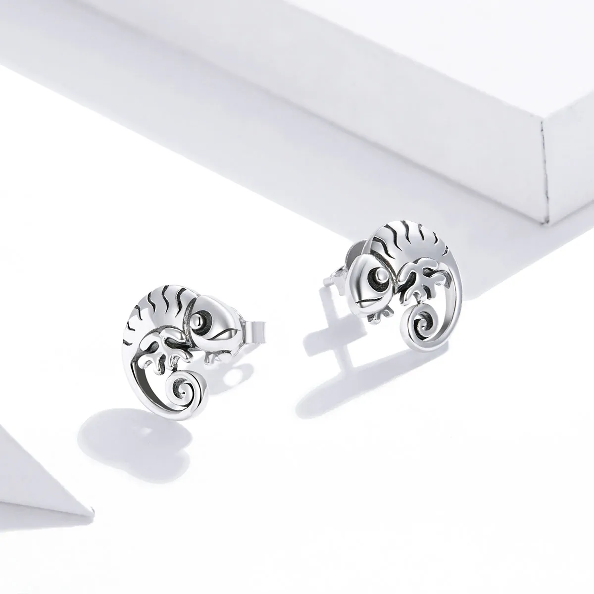 Pandora Style Silver Stud Earrings, Chameleon - SCE949