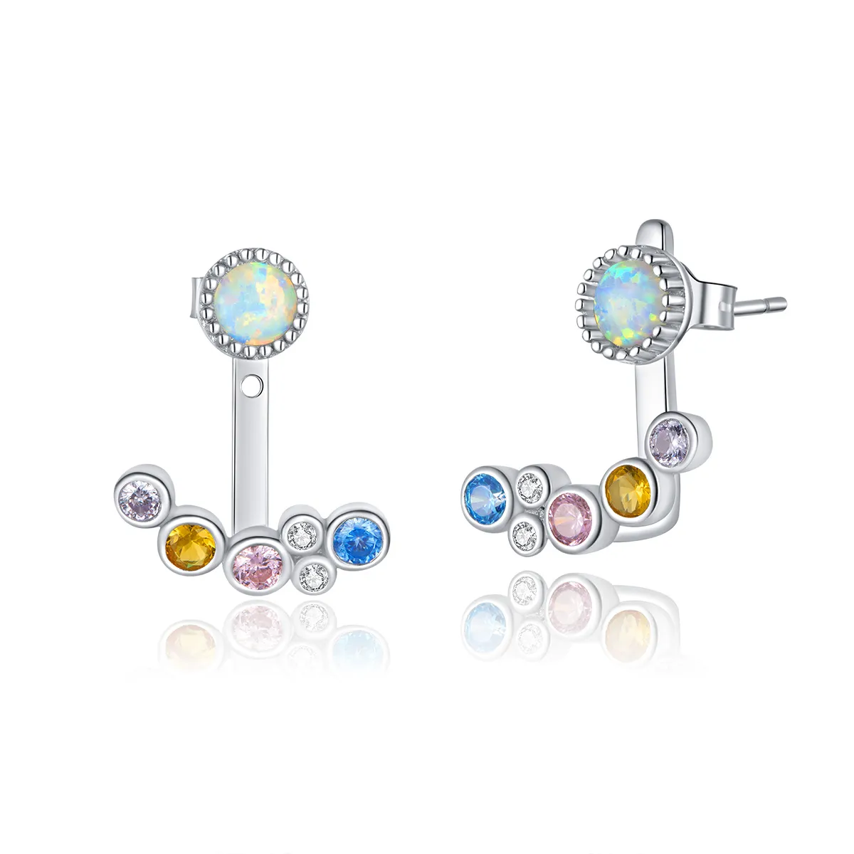 Pandora Style Silver Stud Earrings, Coloful Bubbles - BSE392