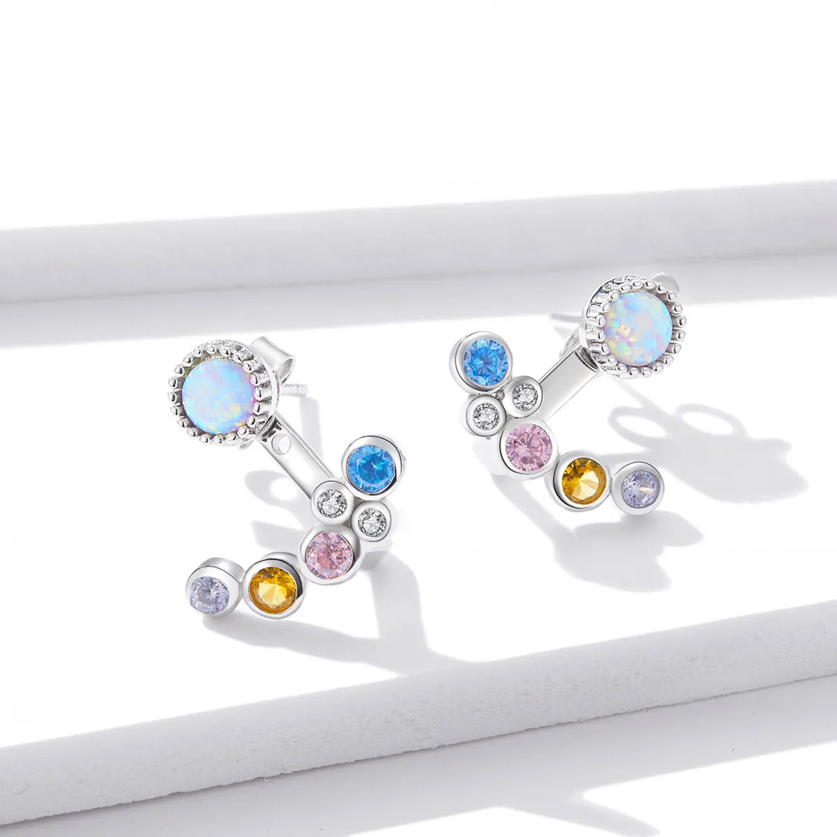 Pandora Style Silver Stud Earrings, Coloful Bubbles - BSE392