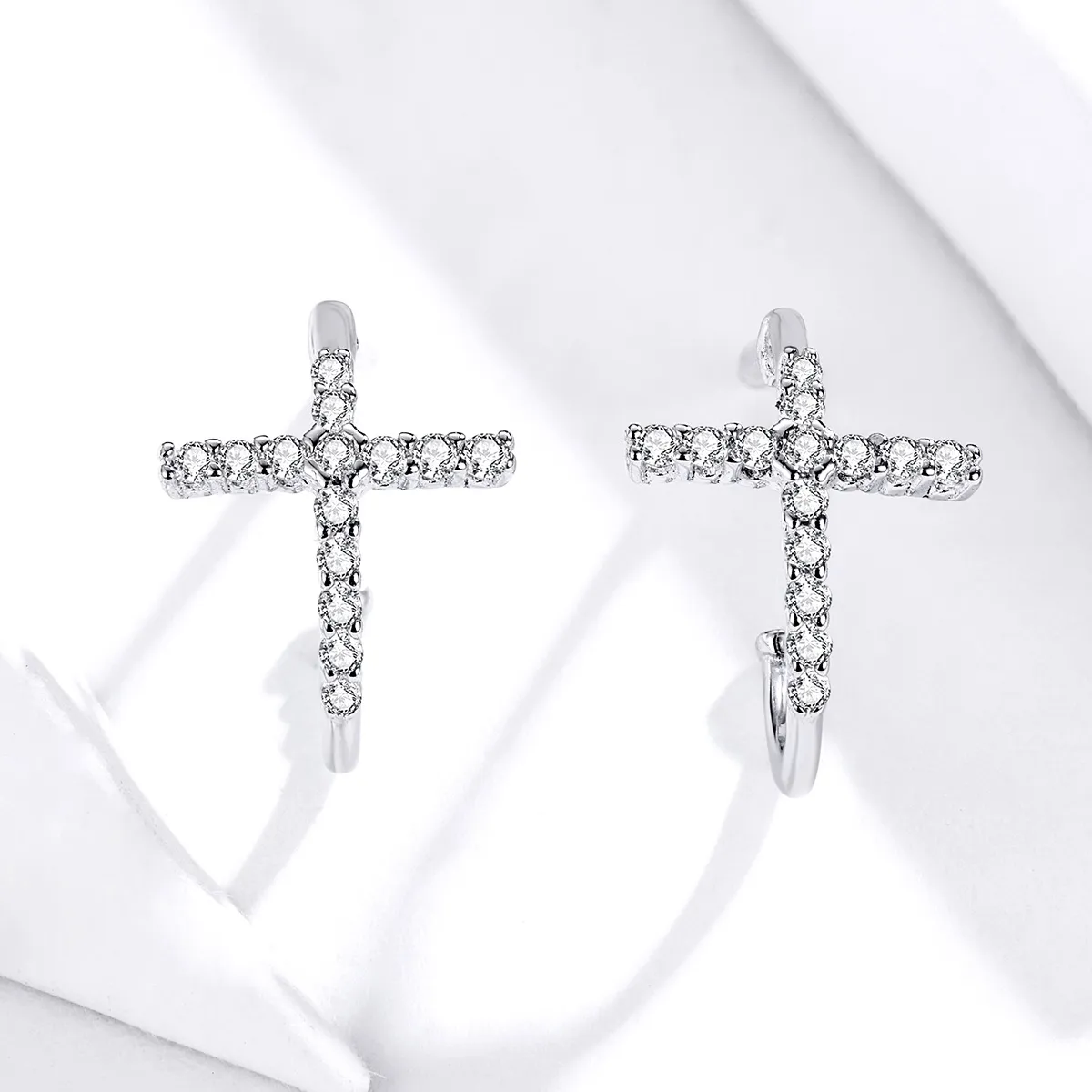 Pandora Style Silver Stud Earrings, Crossing - SCE755