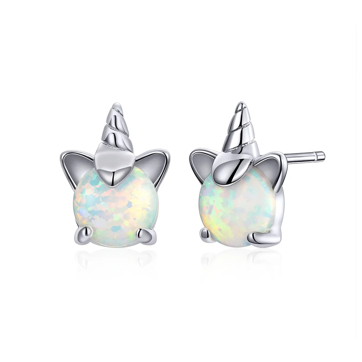 Pandora Style Silver Stud Earrings, Cute Unicorn - SCE737